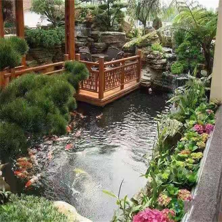昌吉别墅庭院景观设计鱼池